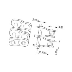 Półogniwo 10B-2, - 5/8"x3/8" - Rex Pro 8020K1610D12