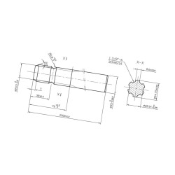 Końcówka wału, 1 x 1 3/8 Z6, 1 x Ø 35 h 9, L-2000 mm