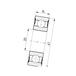 Łożysko kulkowe 20x47x14 , 62042RS - FŁT