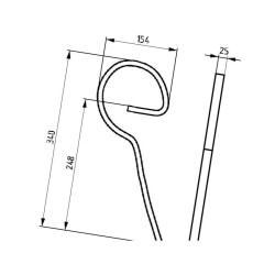 Ząb sprężysty 25x8/340/248 bez redlicy Bagramet 5700037381985