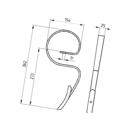 Ząb sprężysty 25x8/340/248 z redlicą Unia 1312100020 Bagramet 5700037381596