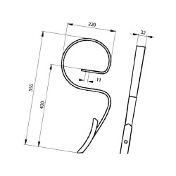 Ząb sprężysty 32x10/550/400 z redlicą Bagramet 8719493076905