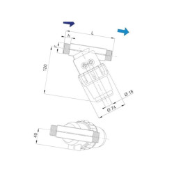 323023 Filtr ciśnieniowy 1/2" 50 Mesh wkład Inox niebieski L124 skośny Arag 8026834056916