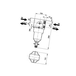 345033 Filtr liniowy Arag wej. 3/4" wyj .1/2" 50 Mesh wkład Inox niebieski