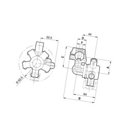 Korpus rozpylacza Arag 4064457 Compact Jet 2-krotny do rury 26,4mm (3/4") z przyłączem 10mm
