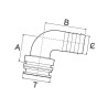 Złączka męska T5 do węża 13mm -90° Arag 8716106750665