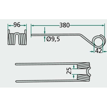 Palec zgrabiarki 380x98mm, pasuje do Claas