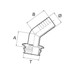 Złączka żeńskia T6 do węża 35mm -45° Arag 8716106750436