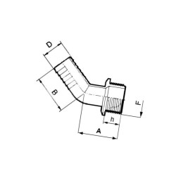 Złącze Arag 45° Gwint Zew. 1i1/2" Do Węża 35mm