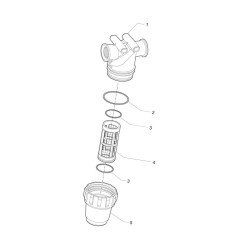 3242022 Filtr liniowy Arag 1/2" 32 Mesh wkład Inox czerwony