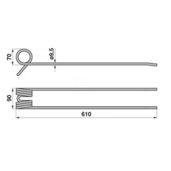 Palec, ząb zgrabiarki 617/90/51 fi9,5 mm, Kuhn 57518500