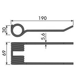 Palec podbieracza, 190/69/30 fi 5,6mm, pasuje do Claas