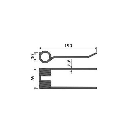 Palec podbieracza, 190/69/30 fi 5,6mm, pasuje do Claas