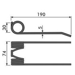 Palec podbieracza, 190/74/30 fi 5,0mm  pasuje do Claas