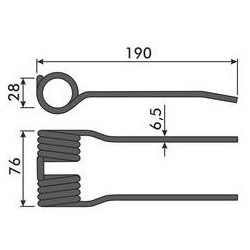Palec podbieracza, 190/76/28 fi 6,0mm, pasuje do Claas