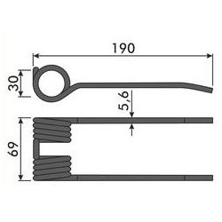 Palec podbieracza, 190/76/28 fi 6,0mm, pasuje do Claas