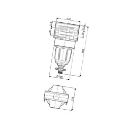 Filtr Liniowy T2 Inox 50mesh Wkład Niebieski