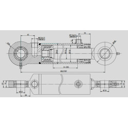 Siłownik dwustronnego działania z mocowaniem 32/50/305, min-max 482-787mm
