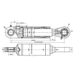 Siłownik dwustronnego działania z mocowaniem 45/80/630, min-max 875-1505