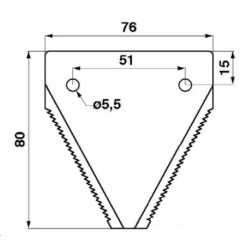 Nożyk kosy dolnoryflowany 2,7mm, szer.76/51,0 dł.80mm -nit 5,5 mm (522187)
