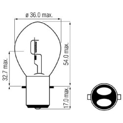 Żarówka 12V 35/35 S2 BA20d Żarówki KRAMP