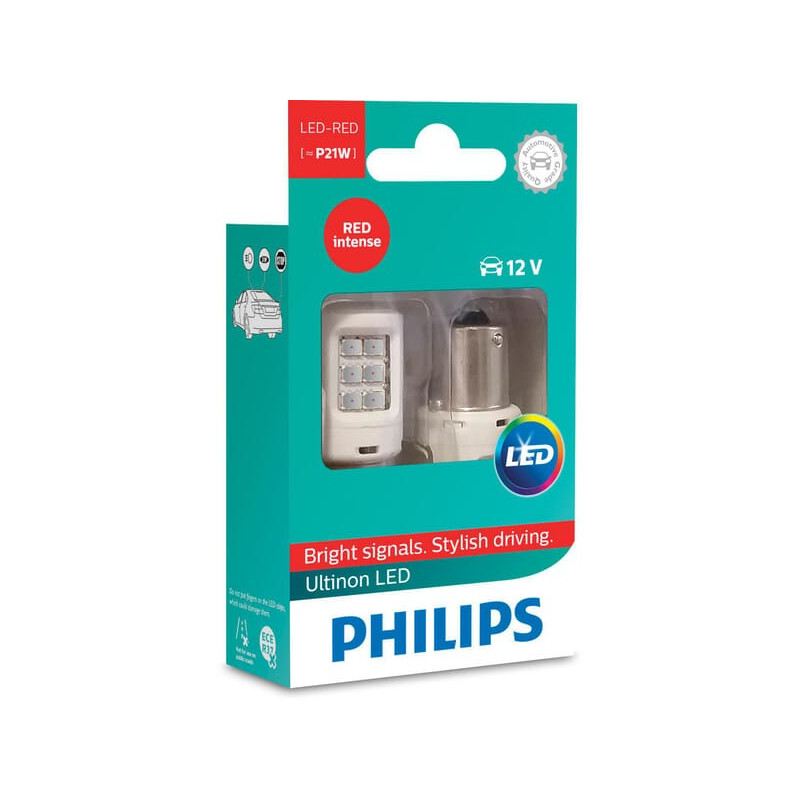 Żarówka LED P21W 12V 21W BA15s czerwona Philips Żarówki LED Philips P21W BA15s (BRAK NORMY ECE)