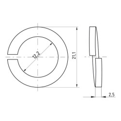 Podkładka sprężysta M12x21.1x2.5 mm, stal ocynk DIN127a kg Kramp 5700037491165