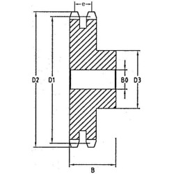 Koło łańcuchowe 45 zębów 16B-2(1"x17,02mm) Kramp 8031-316B045Z2
