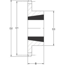 Koło łańcuchowe 16 zębów 16B-1(1"x17,02mm) Taper Lock 2012 Kramp 8412-116B016Z1TL