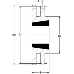 Koło łańcuchowe 19 zębów 16B-2(1"x17,02mm) Taper Lock 2517 Kramp 8412-116B019Z2TL