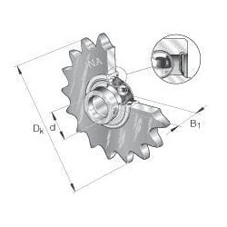 Koło napinacza łańcucha 08B-1/2"x5/16", Z16, otwór 20,0 INA/FAG 4012802789577