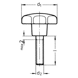 Gałka gwiaździsta śruba M10x50/25 Kramp 8716106680368