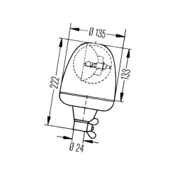 Lampa błyskowa na uchwyt 12V-H1 John Deere, Same, Deutz Fahr Hella 2RL006846001