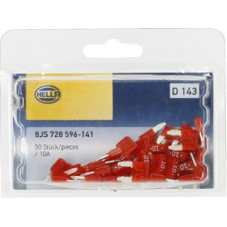 Bezpiecznik płaski Mini 10A L10.9 mm czerwony op. 50 szt. Hella