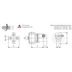 5190L3752 Widłak 1 szerokokątny 50° śruba zaciskowa 1 3/8” Z21 do krzyżaka 30,2x106 S8/H8 Bondioli & Pavesi