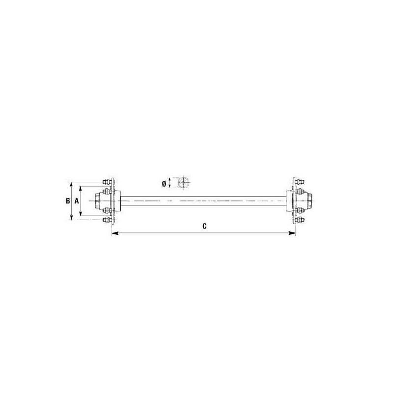ADR A606401700 Oś 160/205, 6xM18X1,5 , L-1700 kwadratowa 60x60