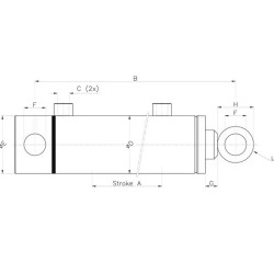 Siłownik dwustronnego działania z mocowaniem 30/60/400, min-max 573-973mm