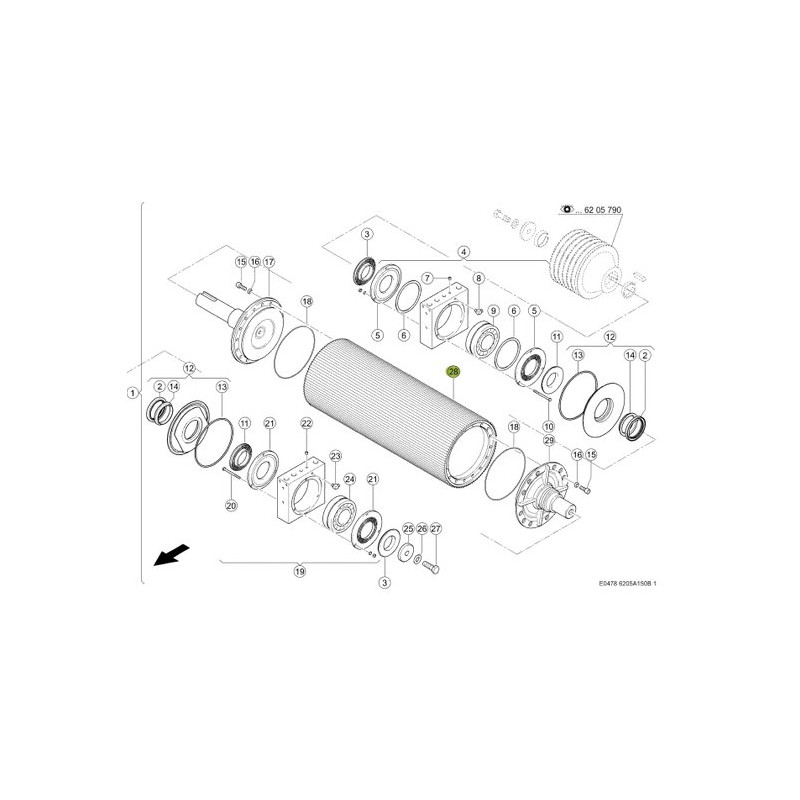 Walec gniotący D196x638 125Z