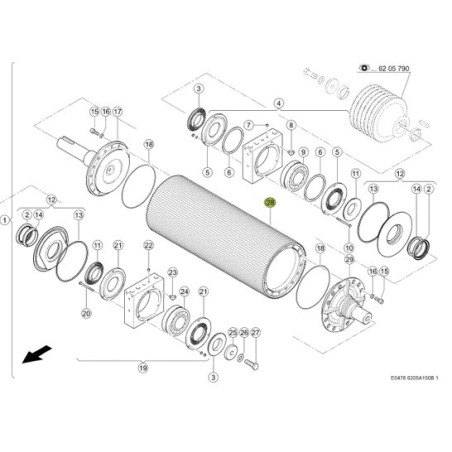Walec gniotący D196x638 125Z