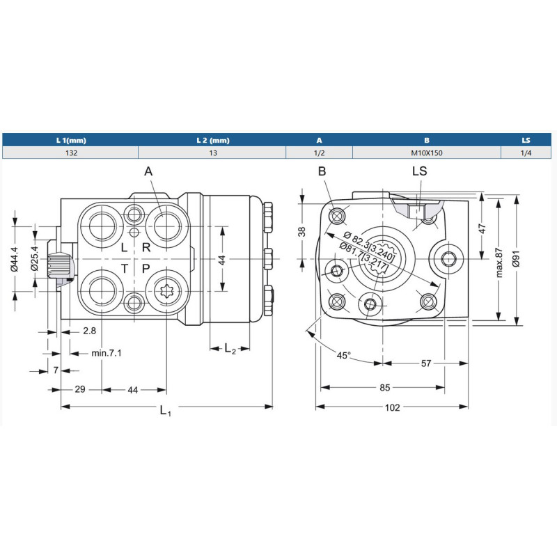 Orbitrol 100 OSPC-LS, Danfoss 150-1231, 225/170 bar