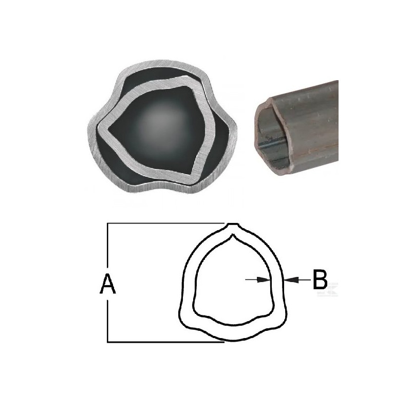 B&P 125041000R06 Rura trójkątna wew.29x4,00 - G2/-2, 1m STD. Bondioli Pavesi