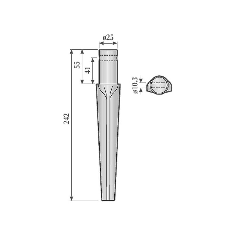 Ząb brony aktywnej, L242 mm pasujący do Pegoraro
