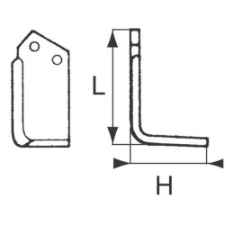 Nóż glebogryzarki fi14,5mm-57mm lewy 165mmx135mm Kuhn 