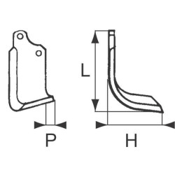 Nóż glebogryzarki fi16,5mm-68mm lewy 257mmx142mm Maschio 