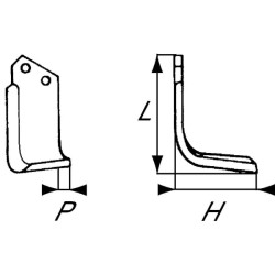 Nóż glebogryzarki fi12,5mm-40mm lewy 185mmx115mm Breviglieri 