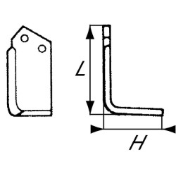 Nóż glebogryzarki fi11,5mm-57mm lewy 165mmx135mm Kuhn 