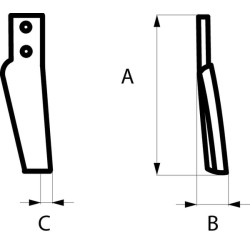 Nóż glebogryzarki fi14,5mm-56mm lewy 180mmx Maschio 