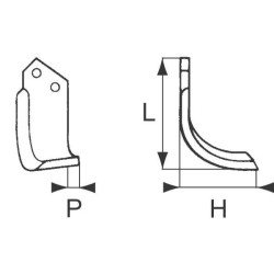 Nóż glebogryzarki fi14,5mm-46mm lewy 205mmx110mm Maletti 