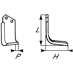 Nóż glebogryzarki fi14,5mm-45mm lewy 200mmx115mm Maletti 