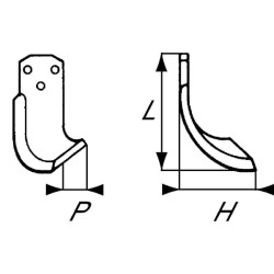 Nóż glebogryzarki fi14,5mm-44mm prawy 223mmx133mm Maletti 